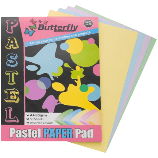 Butterfly A4 80gsm 50 Sheets Pastel Paper Pad