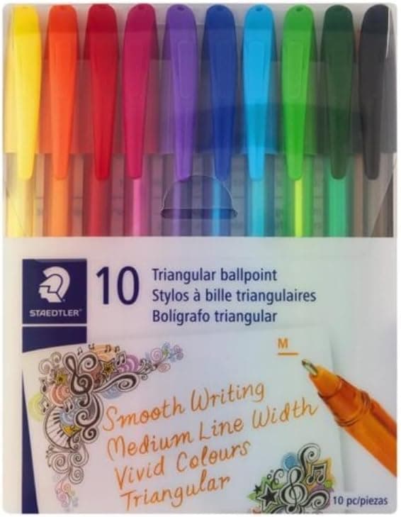 STAEDTLER 10 ASST TRIANGULAR BALLPOINT PENS