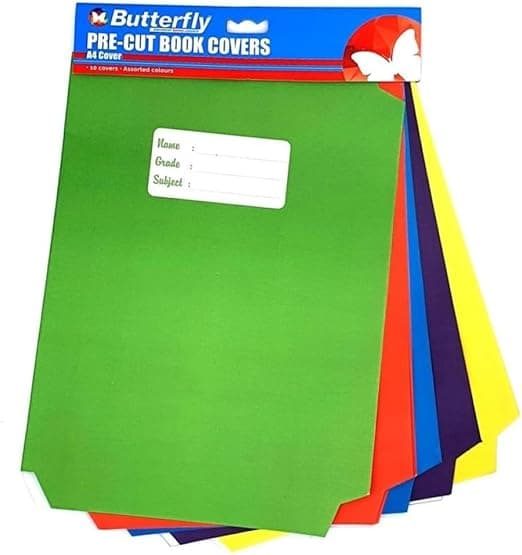 B/FFY A4 PRE-CUT BOOK COVERS 10 ASST COLOURS