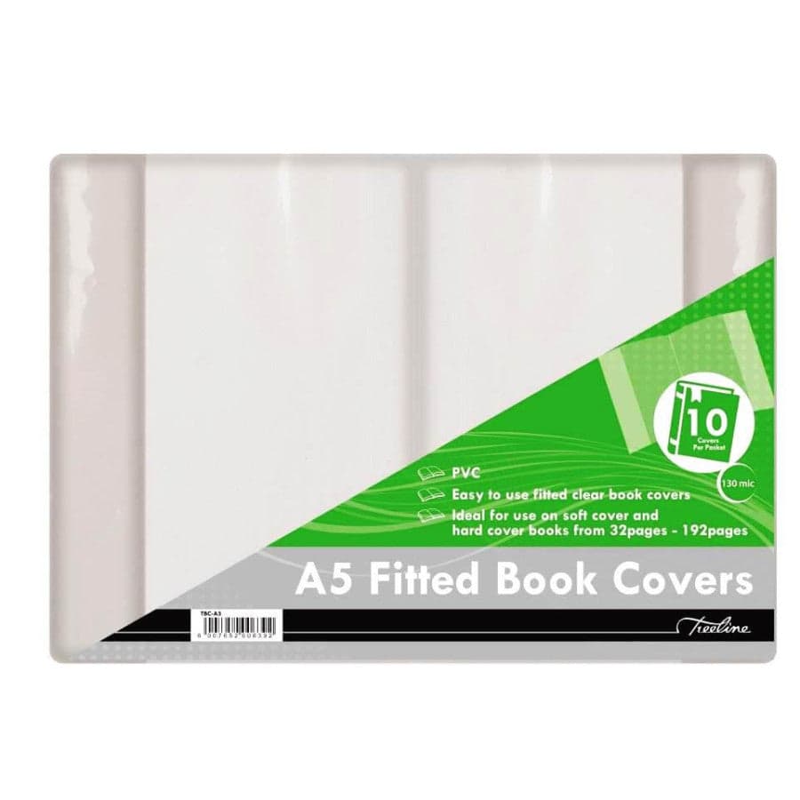 A5 PVC Fitted Book Covers, Pack of 10
