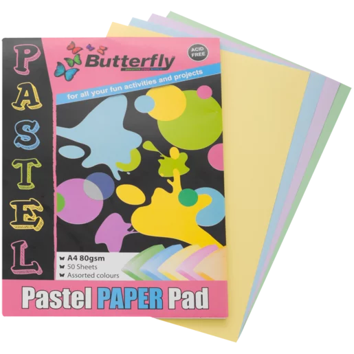 Butterfly A4 80gsm 50 Sheets Pastel Paper Pad