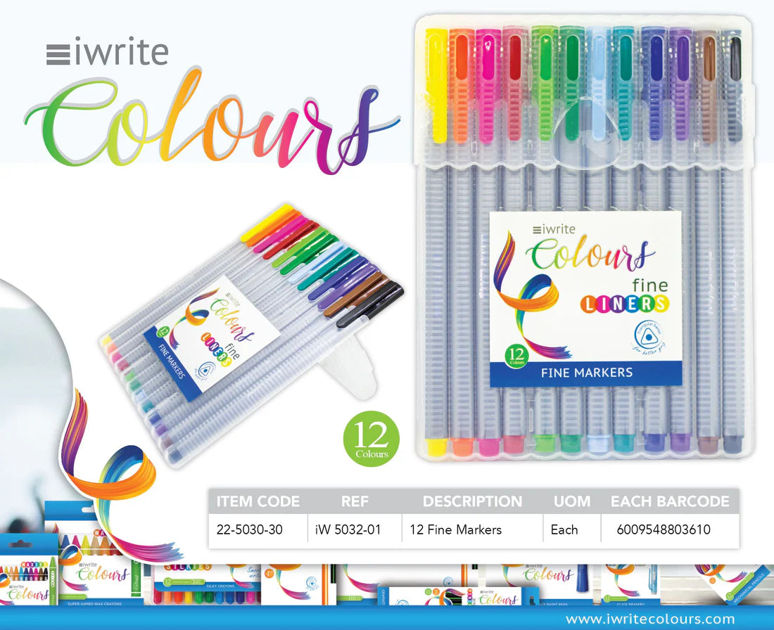IWRITE COLOURS FINELINERS 12`s